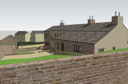 Proposed extension and internal alterations to Grade II listed property within greenbelt, Stainland, West Yorkshire